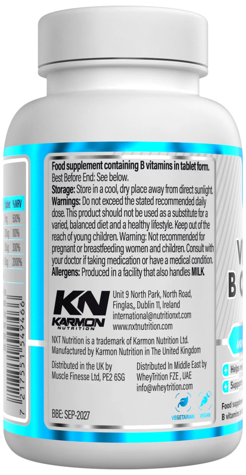 NXT Nutrition Vitamin B Complex 60 Tablets