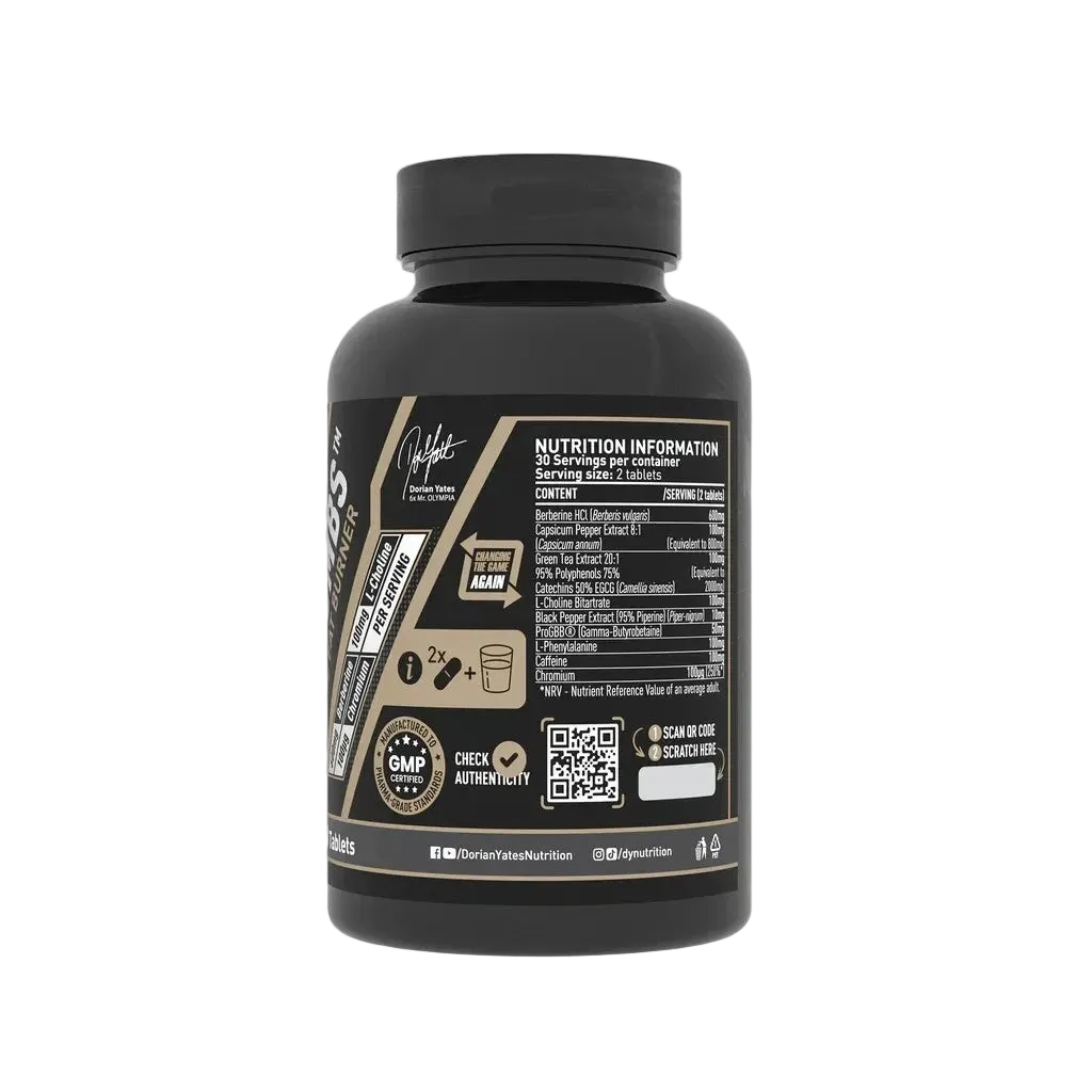 Dorian Yates - DY Nutrition - Shadow Line Black Bombs - Fat Burner - 60 Tablets