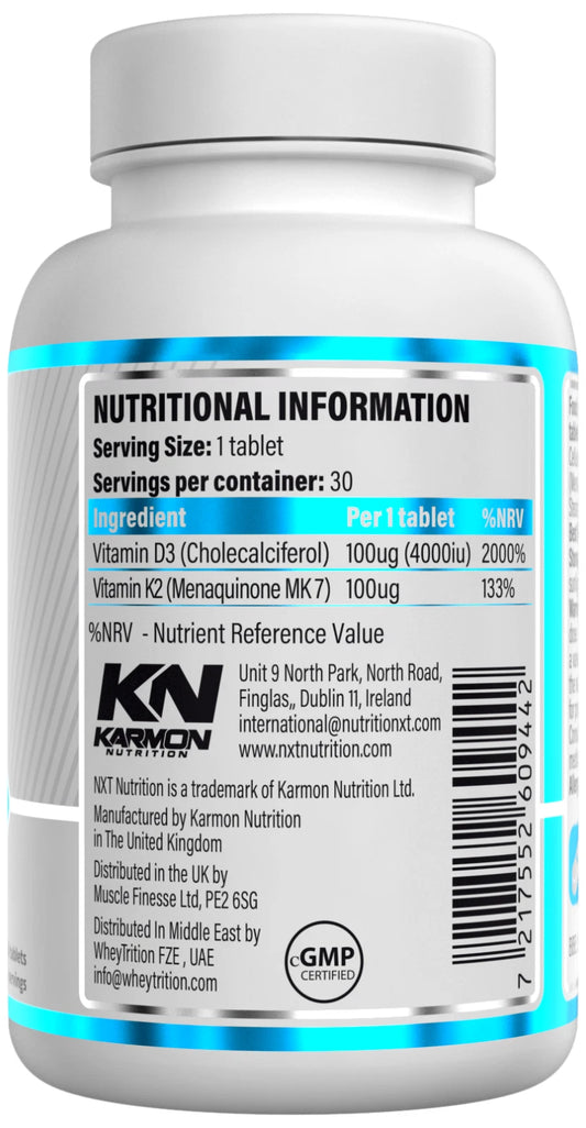 NXT Nutrition Vitamin D3 & K2 30 Tablets